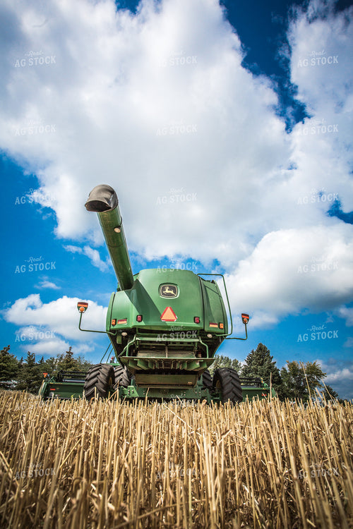 Combine in Cut Wheat Field 250077