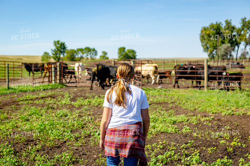 Farm Kid Walking in Pasture 155274