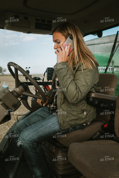 Female Farmer in Tractor with Grain Cart 3503