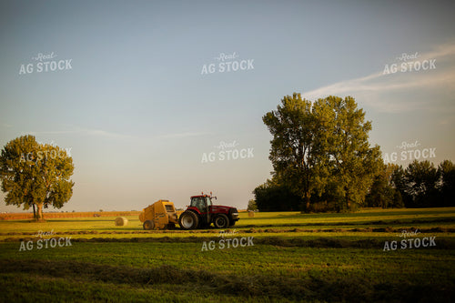 Tractor Baling Hay with Round Bale 5507