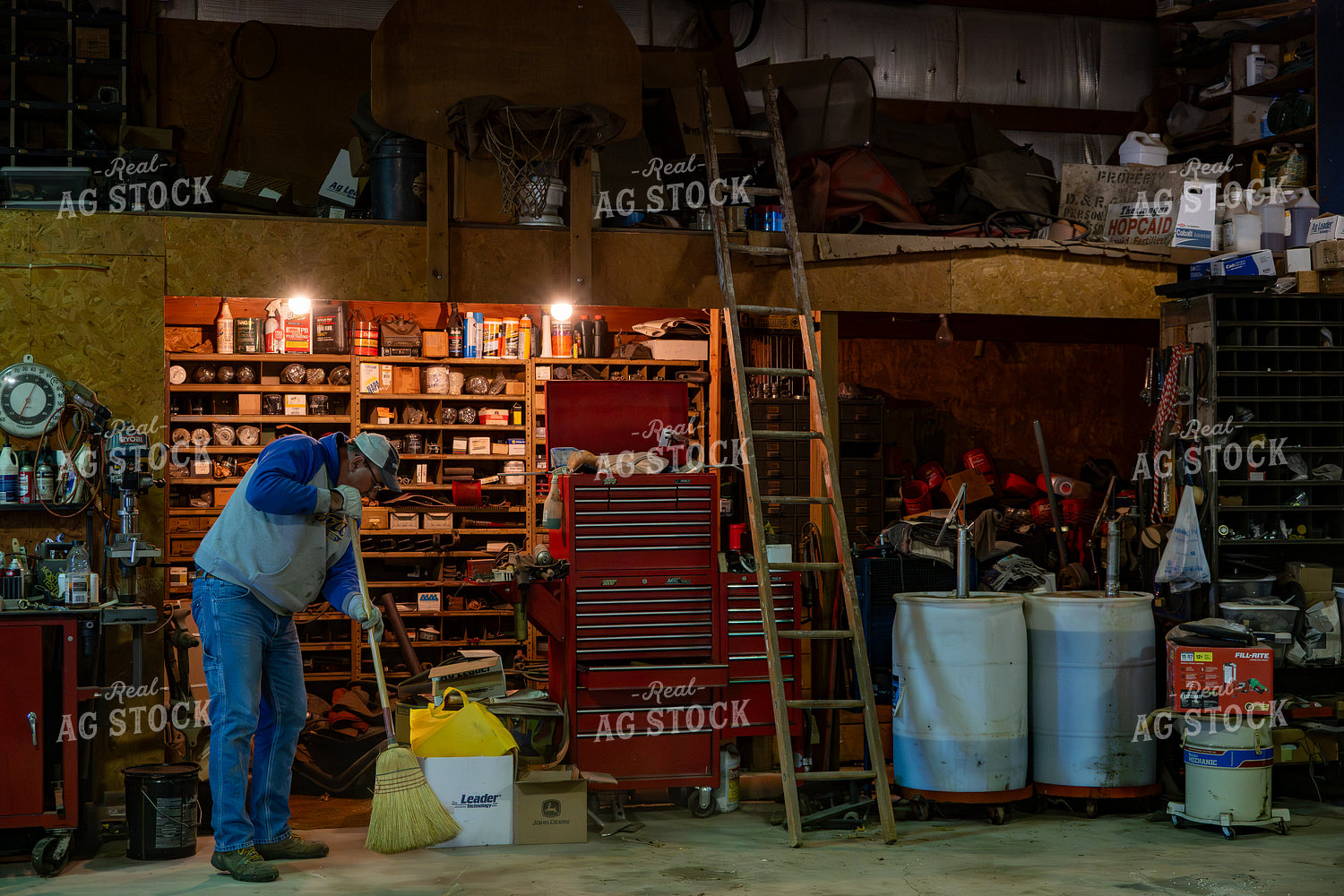 Farmer Cleaning Farm Shop 302009