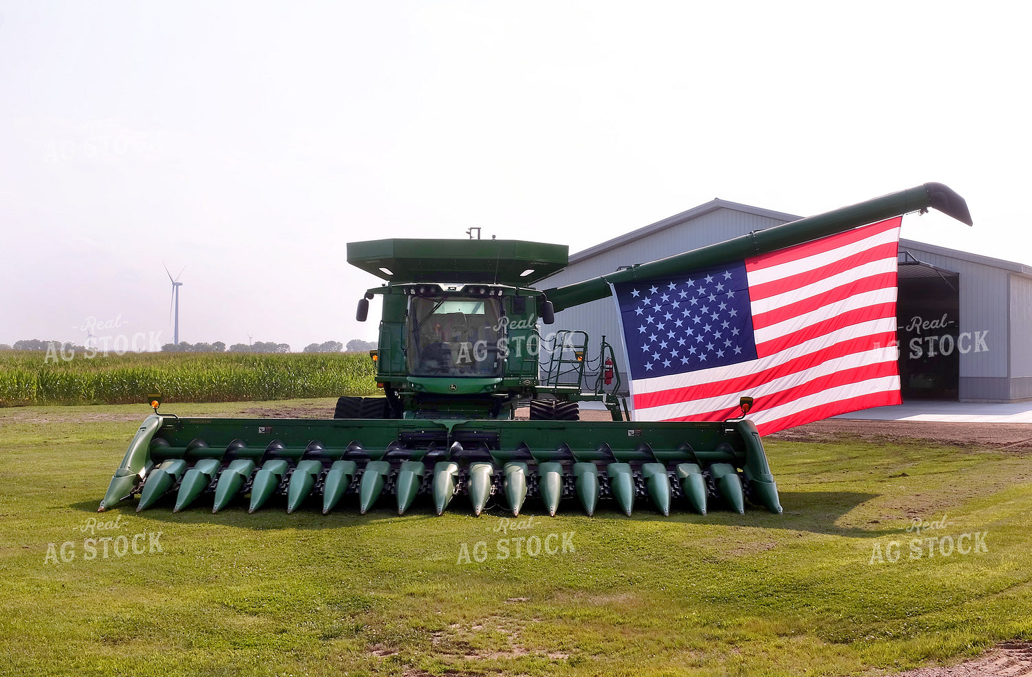 American Flag Hanging From Combine 154089