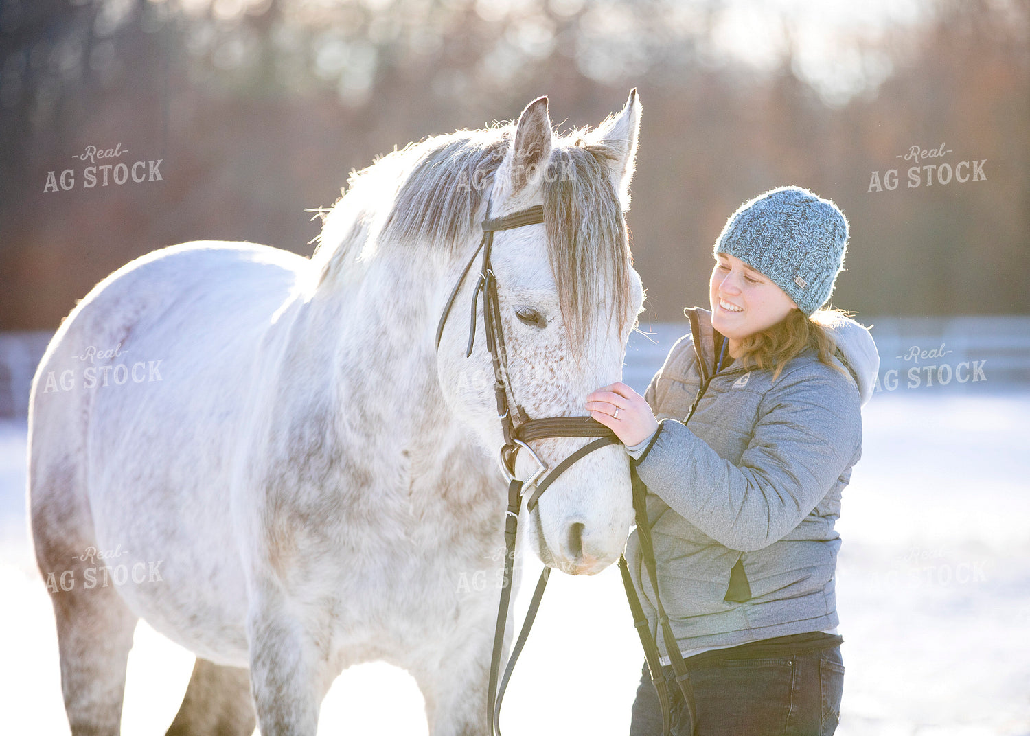 Woman with Horse in the Snow 55419