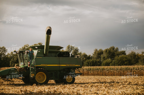 Farmer Getting Out of Combine 6581