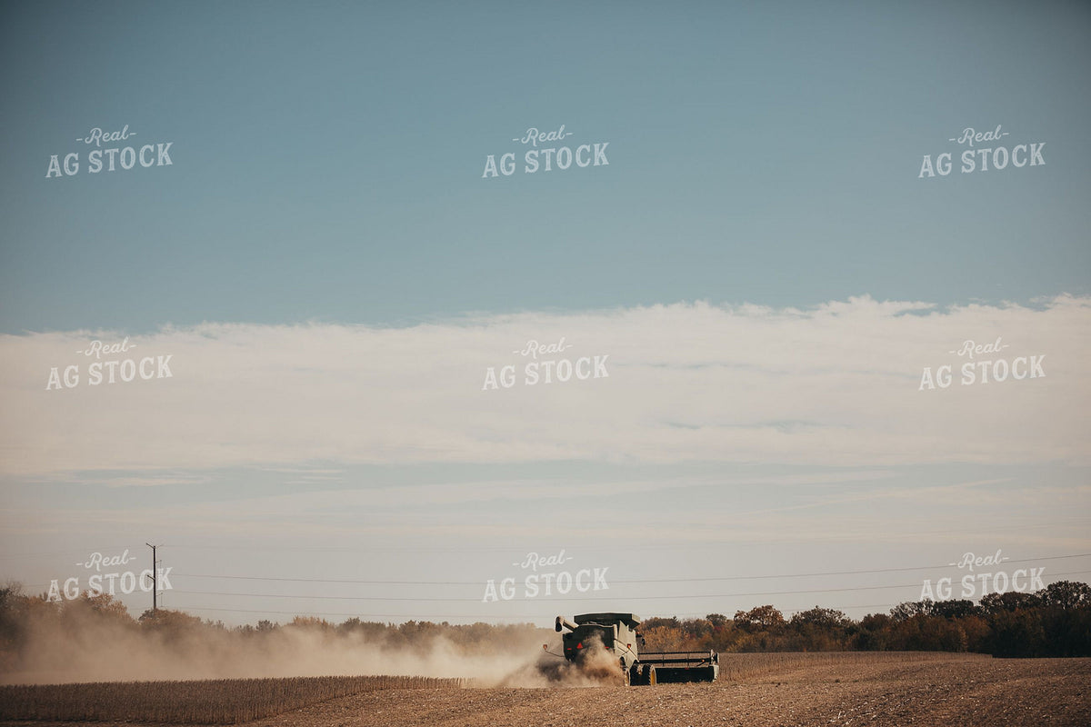 Combine Harvesting Soybeans on a Dusty Fall Day 400053