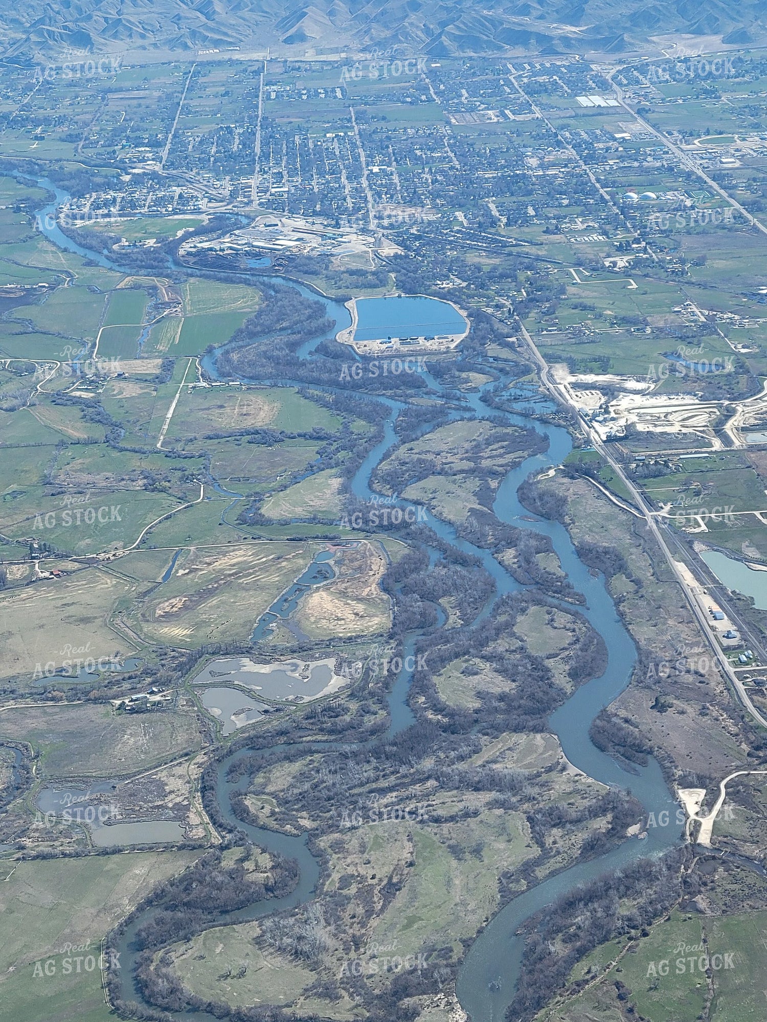 Aerial of Rural Community and Farmland 122023