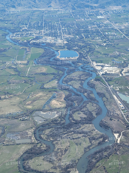 Aerial of Rural Community and Farmland 122023