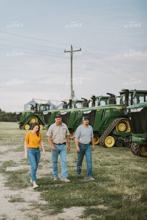 Farmers Walking by Tractors 7778