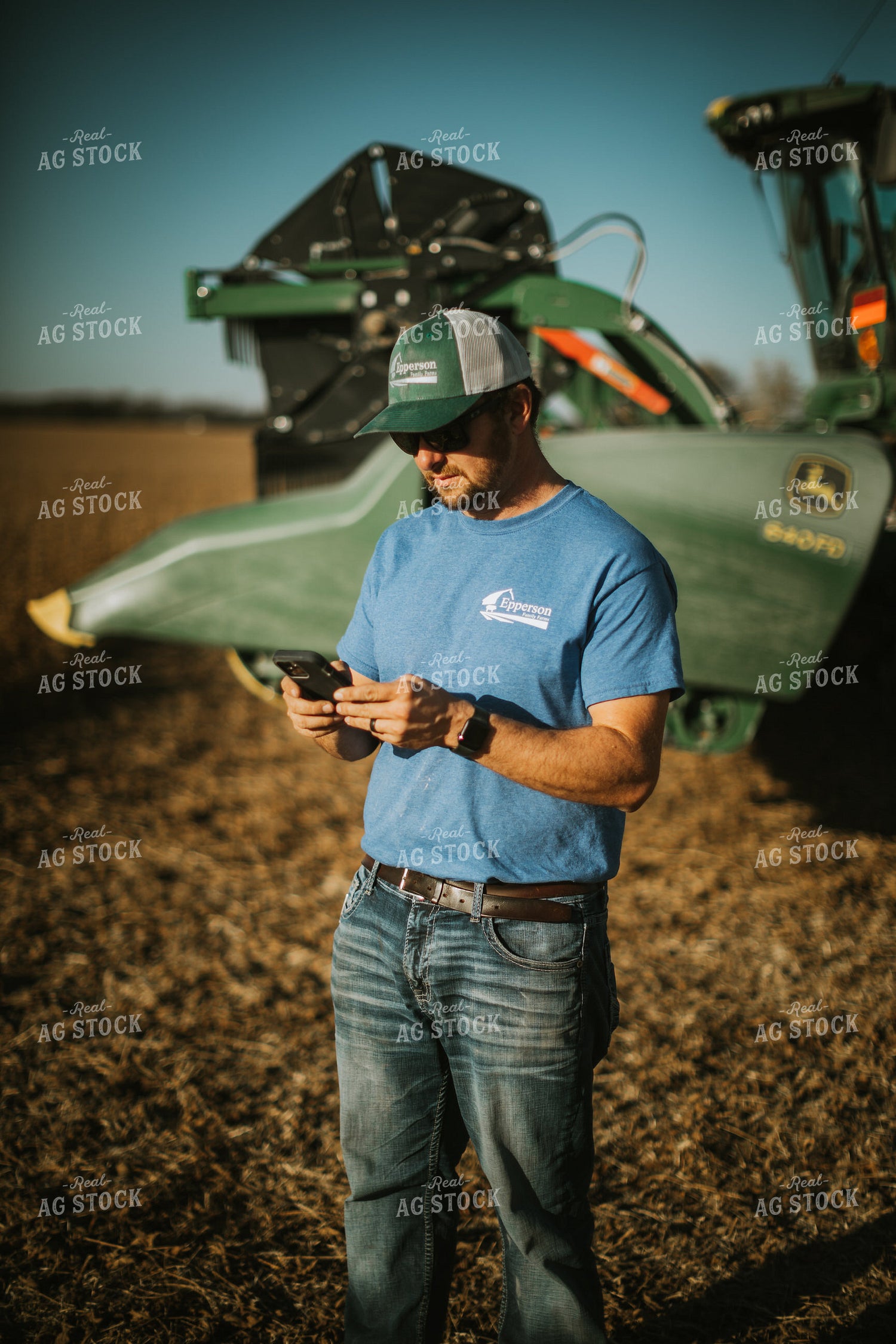 Farmer on Phone in Field 7133