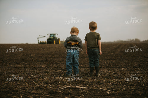 Farm Kids Watching Tractor and Planter 5458