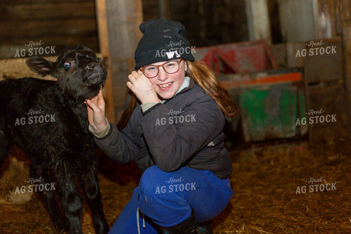 Farm Kid with Bottle Calf 155568