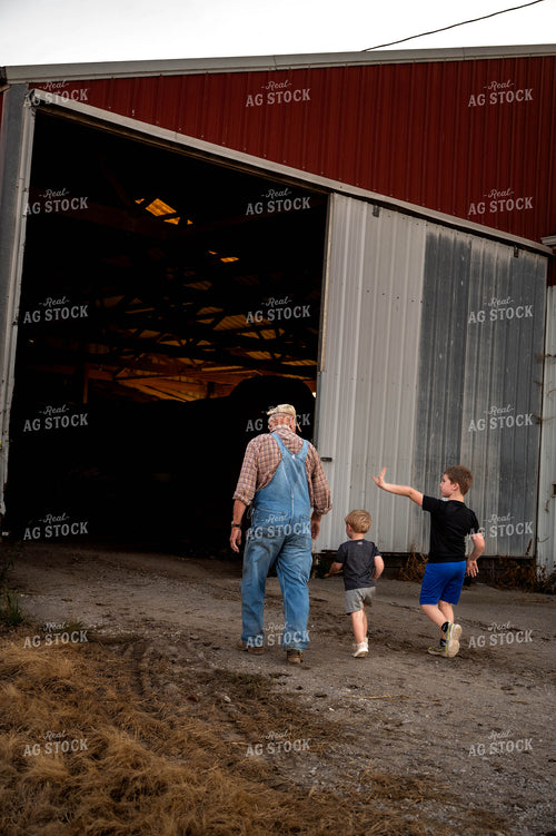 Farmer and Grandkids on Farm 115898