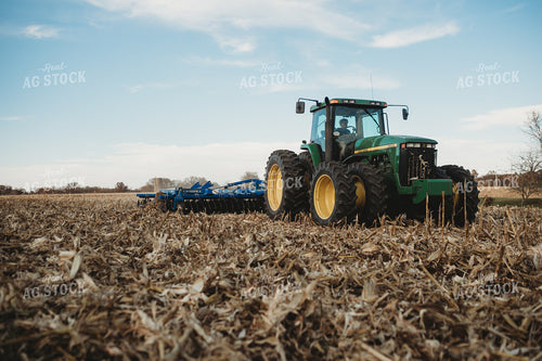Tractor Disking Corn Field 3631