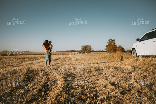 Farm Mom and Kid in Soybean Field 7226