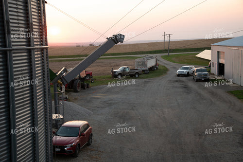 It Takes a Village - Vehicles Parked at Grain Bin Site during Harvest 25794
