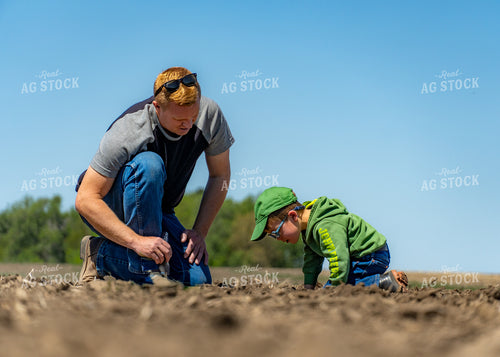 Farmer and Son Checking Seeds 65237