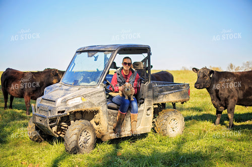 Farmer in Cattle Pasture 93057
