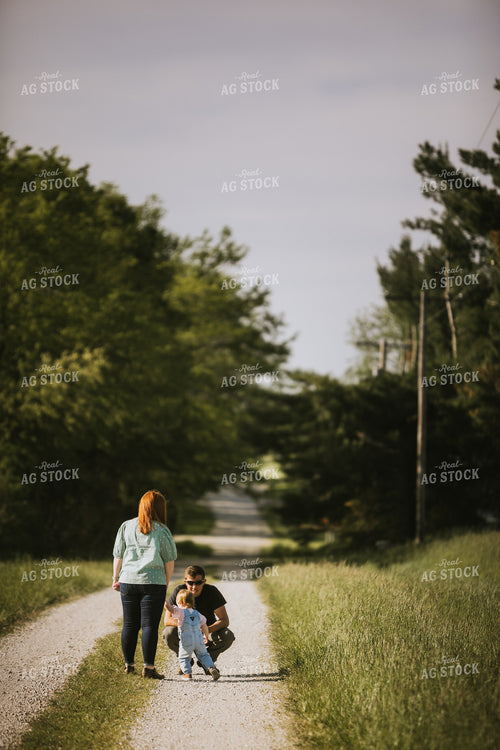 Farm Family Walking Down Gravel Road 4172