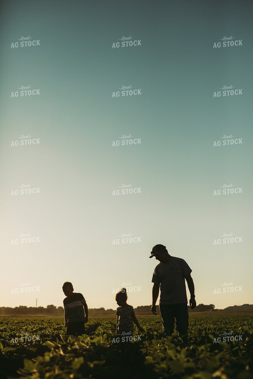 Farm Family Walking in Soybeans 6072
