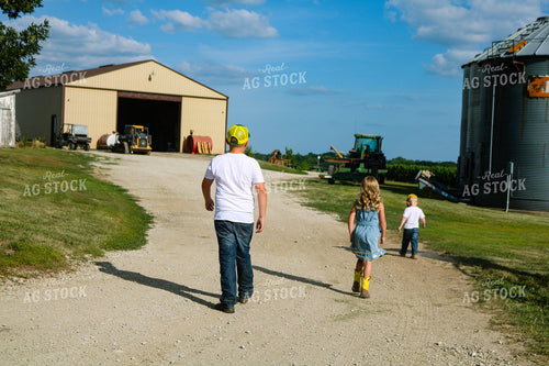 Farm Kids Walking on Gravel Drive 214077