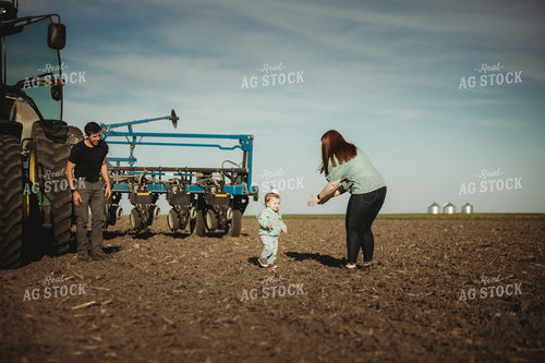 Farm Family in Newly Planted Field 4198