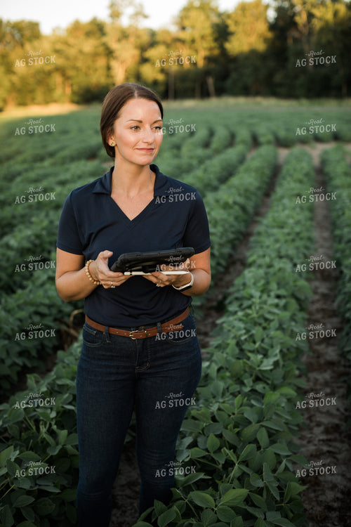 Agronomist or Farmer in Soybean Field with Tablet 6096