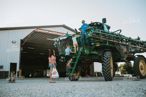 Farm Family Greeting Farmer in Sprayer 6225