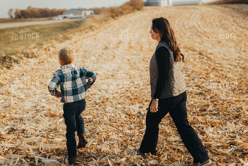 Farm Family Walking in Field 9459