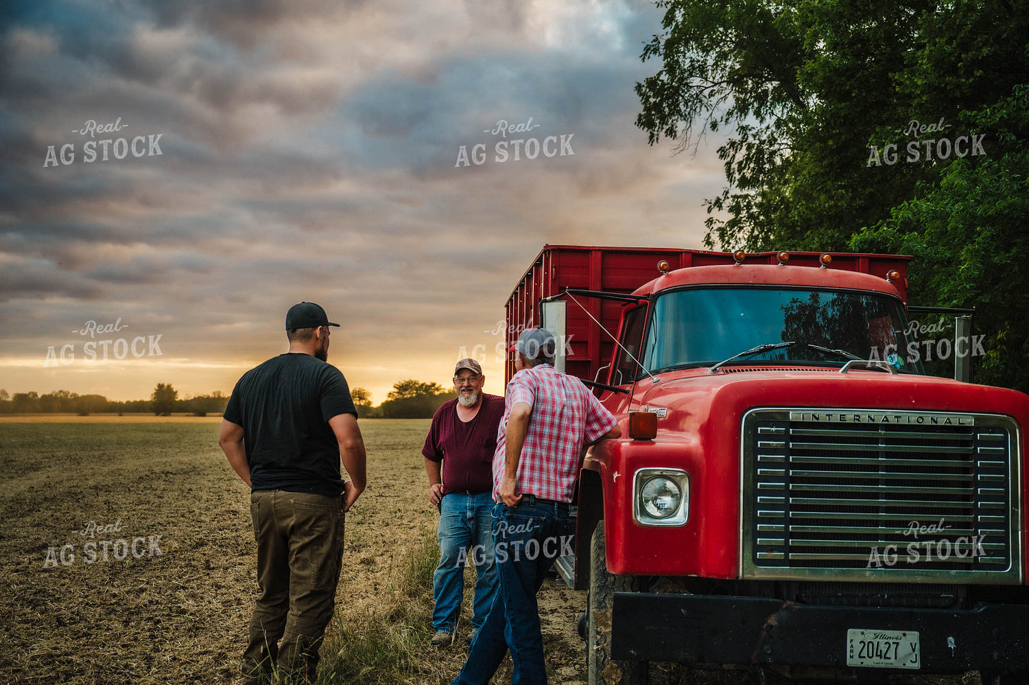Farmers Talking by Grain Truck 115516