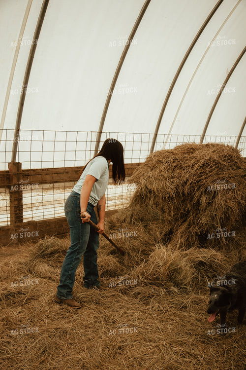 Female Farmer Moving Straw 67770