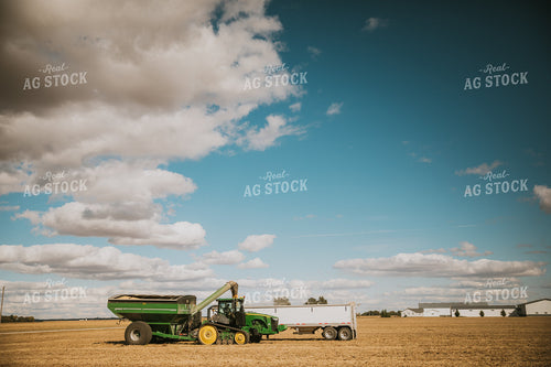Grain Cart Unloading Soybeans into Semi 6890