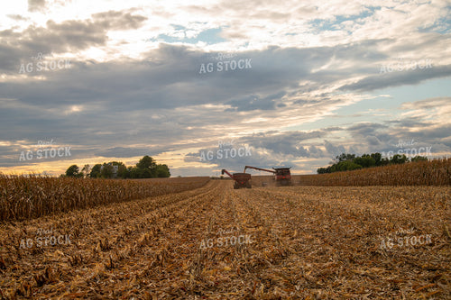 Combine Unloading Corn into Auger Wagon on the Go 25565