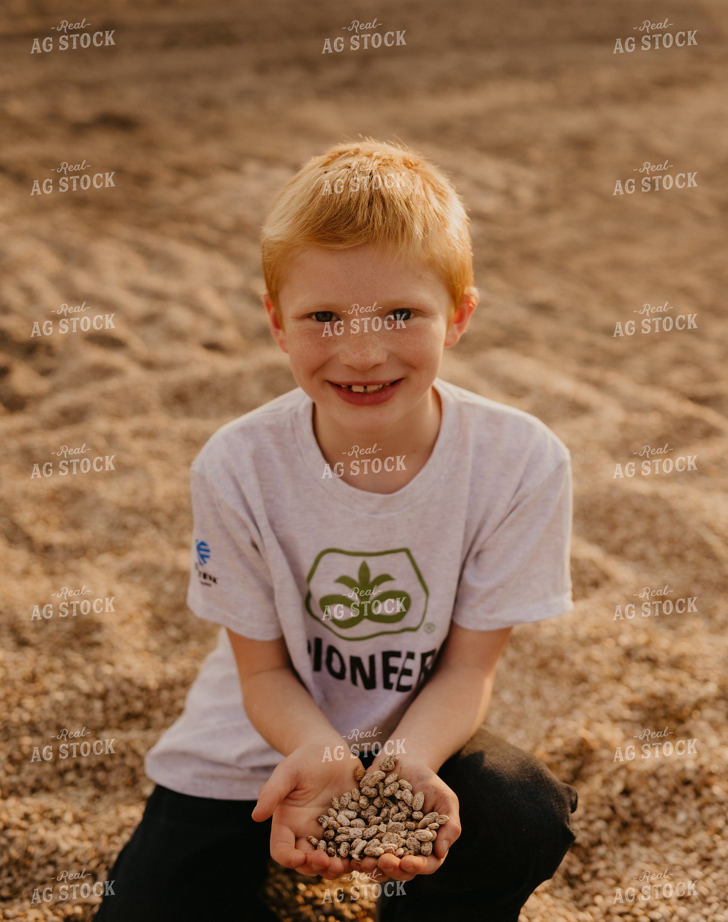 Farm Kid Holding Pinto Beans 185126