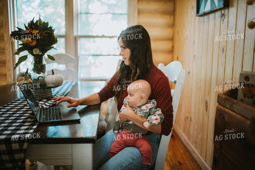 Farm Mom Working on Computer 5037
