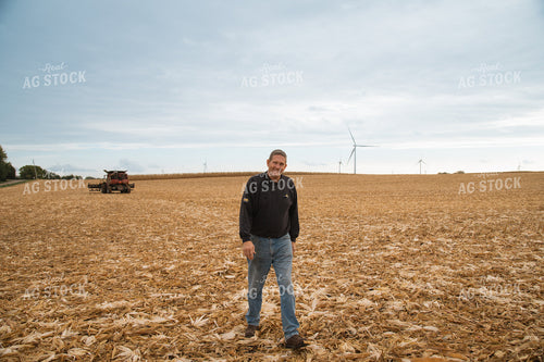 Farmer in Field at Corn Harvest 26021