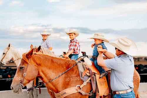 Ranch Kids on Horseback at Feedyard 218041
