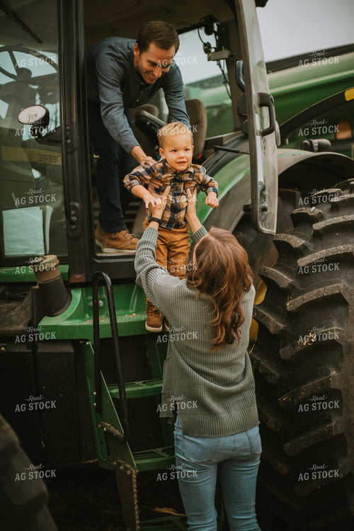 Farm Family Exiting Tractor 6666