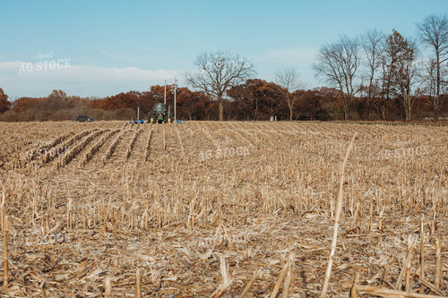 Tractor Disking Corn Field 3617