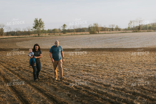Farm Family Walking in Field 7456