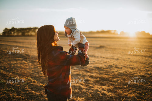 Farm Mom and Wife with Baby in Soybean Field 5103