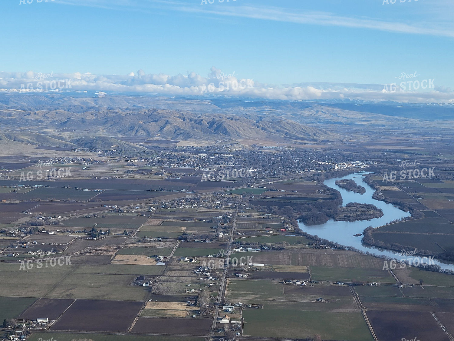 Aerial of Rural Community and Farmland 122020