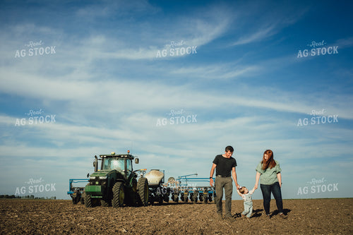 Farm Family in Field with Planter 4235
