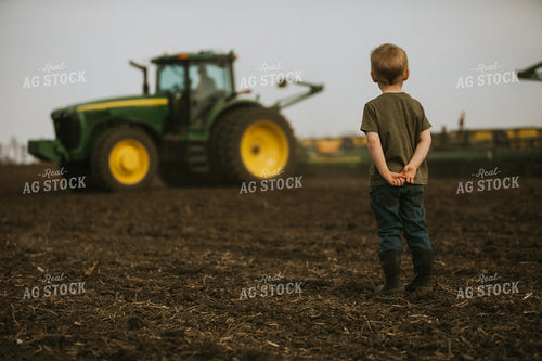 Farm Kid Watching Tractor and Planter 5459