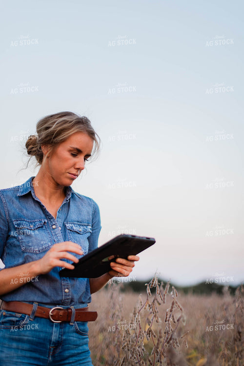 Female Farmer on Tablet in Field 8378