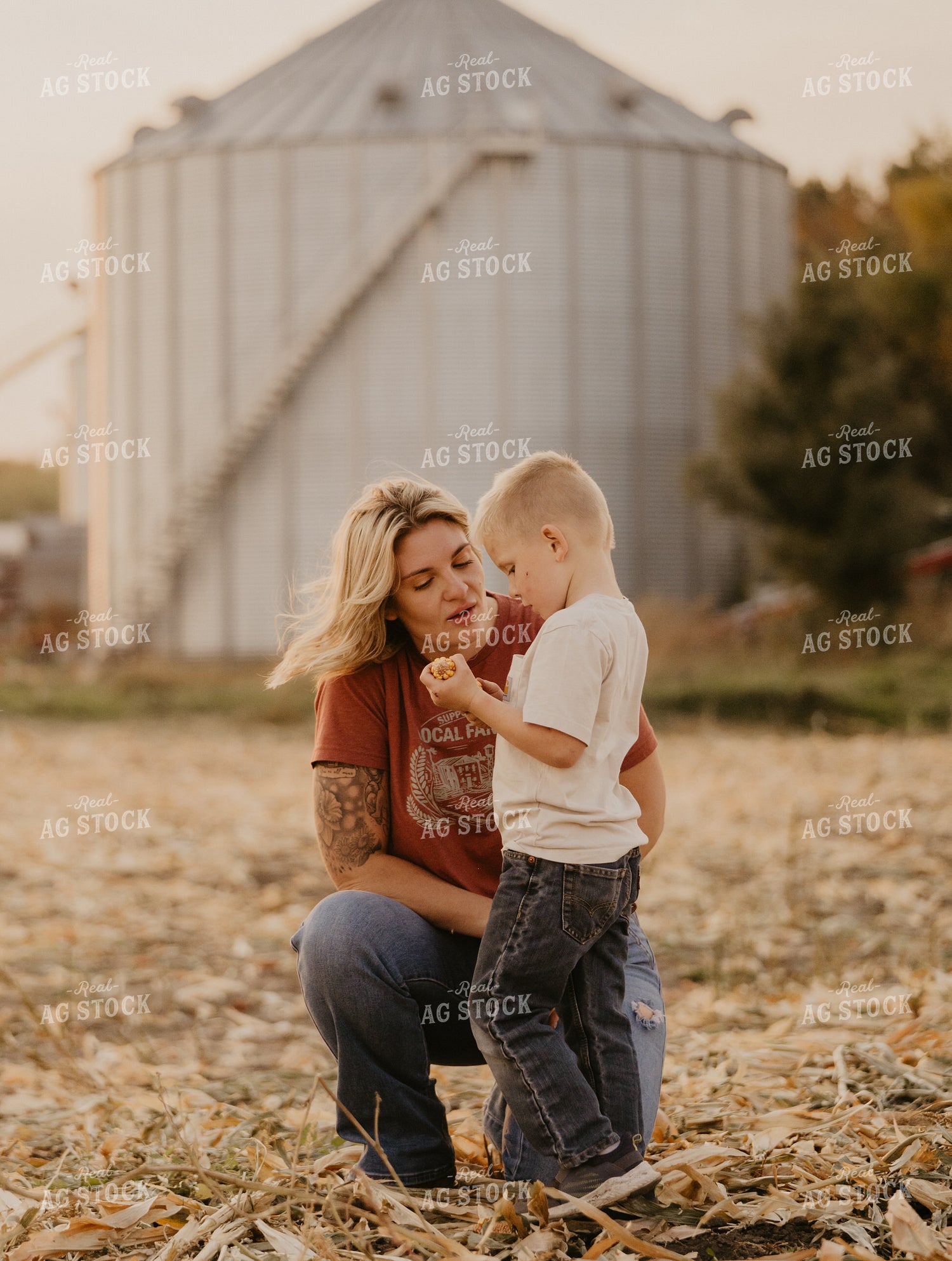 Farm Family Visit During Corn Harvest 185132