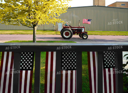 Tractor and American Flags 154118