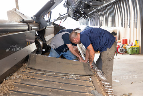 Farmers Fixing Combine Head 79525