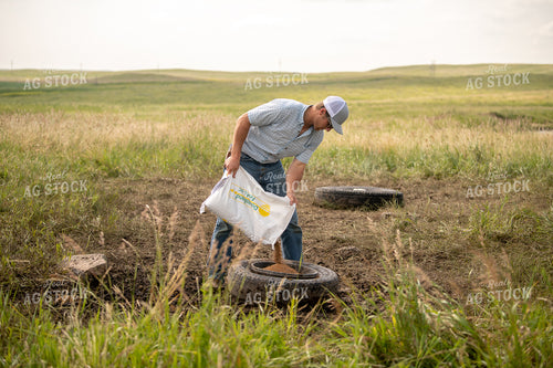 Rancher Pouring Mineral for Cattle 212048