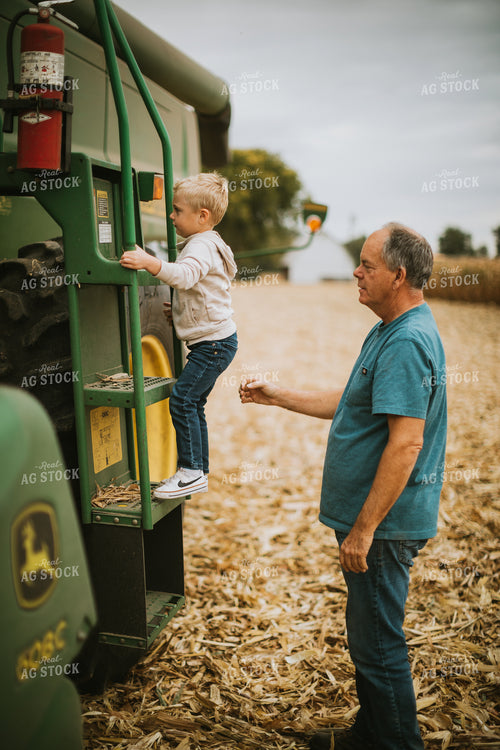 Farm Kid Getting in Combine 6673
