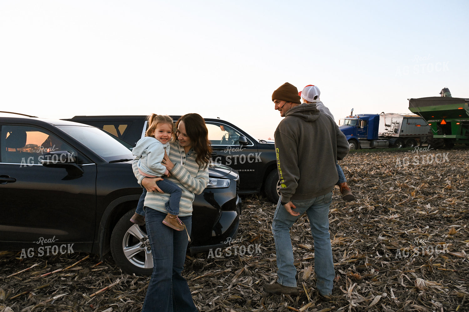 Farm Family Walking in Field 26316